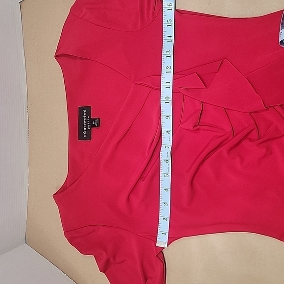 connected apparel, Red, Asymmetrical Neckline, Ruffled Dress, Size 8P, NWOT - Picture 8 of 10